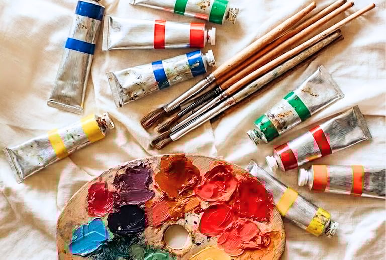 acrylic painting supplies brushes paint 