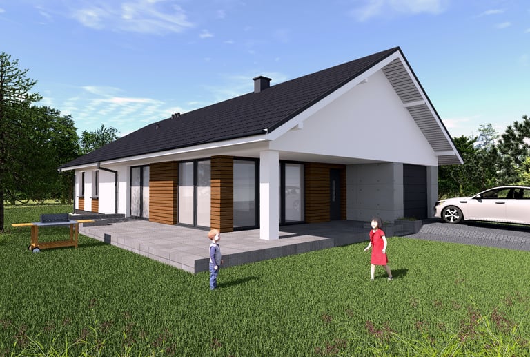 Dom parterowy z wjazdem od południa- Rogowo