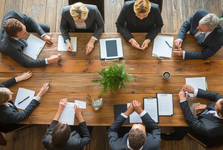 a group of people in a business meeting