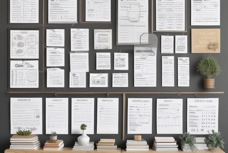 A cozy workspace with a printed planner, colorful coloring book pages, and a laptop displaying Shopkieta's digital products.