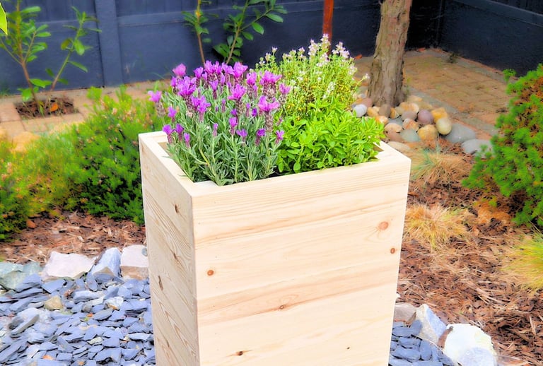 tall narrow flower planter made from quality wood