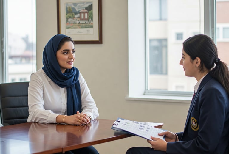 TestMyCareer - A career counselor in a session with a high school student