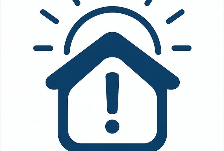 a house with a house icon on a white background