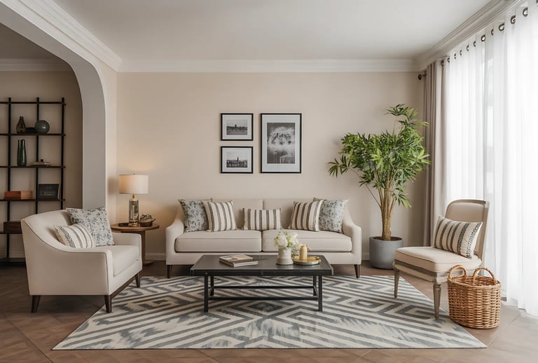 Living Room with Patterns Strategically