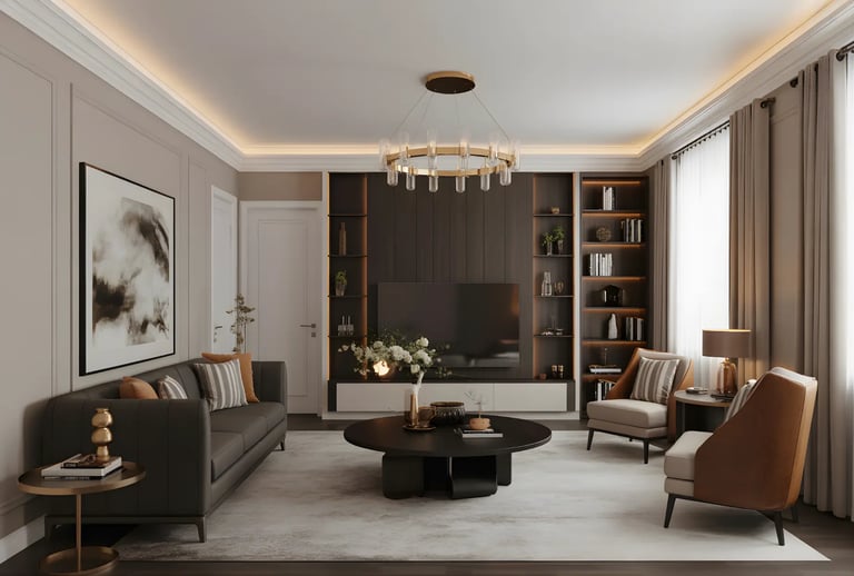 Living room with Contrast Light and Dark