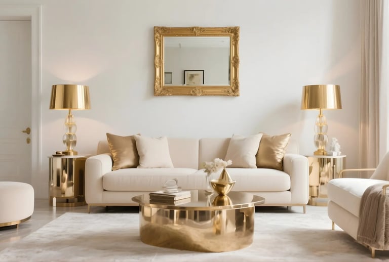 Living Room with Metallic Touches
