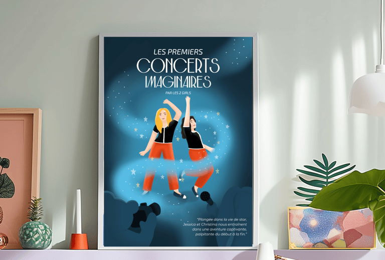 Illustration personnalisée, affiche souvenir adolescence, groupe de musique 