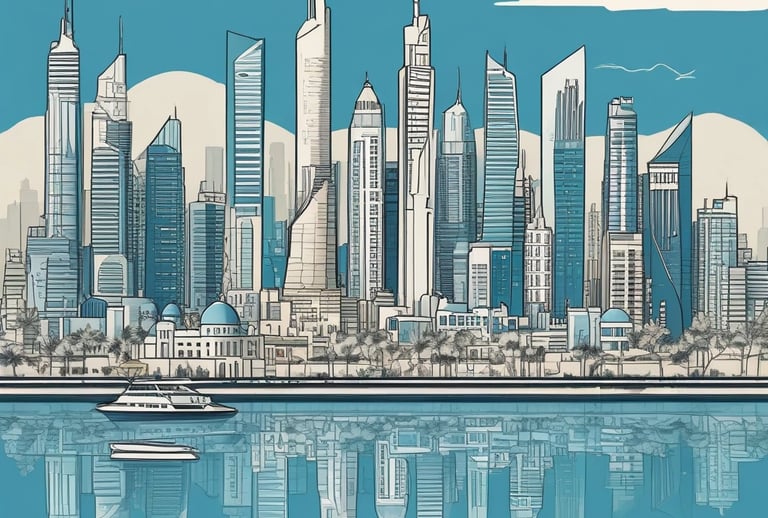 A panoramic view of a modern government building in the UAE.