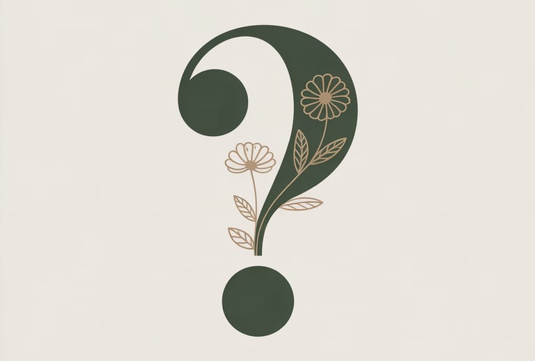 Illustrated question mark with botanical elements representing mindfulness and spiritual awakening