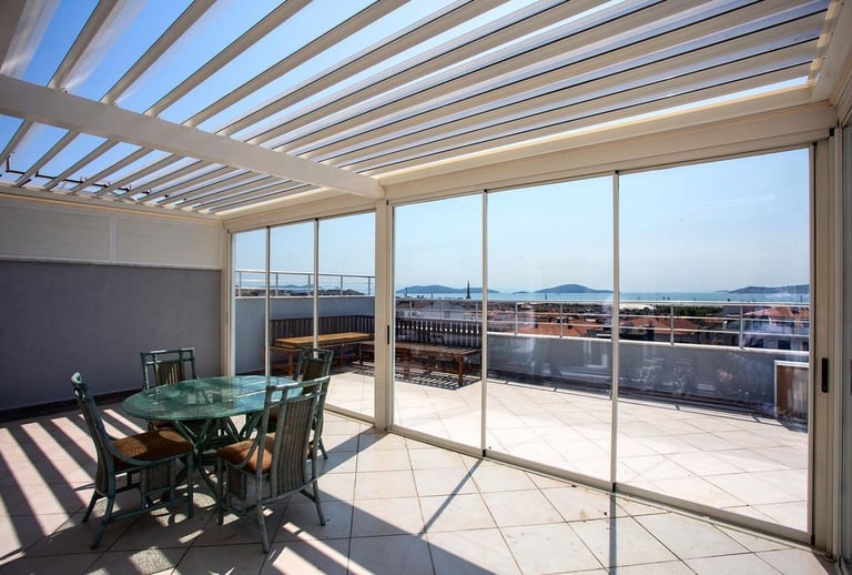 glass louver pergola