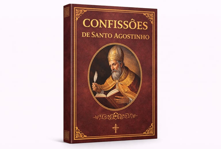 Portuguese edition of Confissões de Santo Agostinho featuring a classic portrait of Saint Augustine.