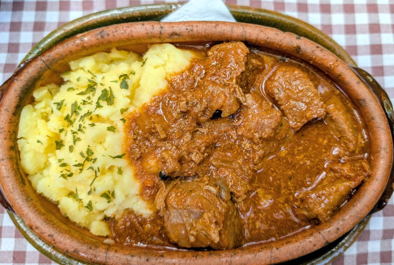 a delicious meal of Golach and mashed potatoes in Belgrade Serbia