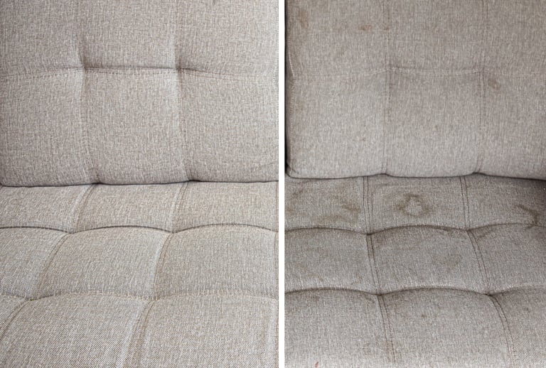 Dirty and clean upholstery 