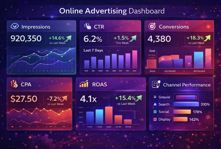 Dashboard de métricas y KPIs para medir publicidad online efectiva