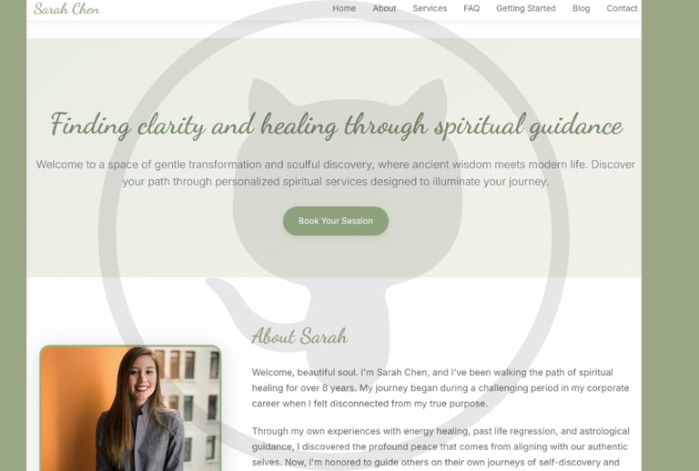 Screenshot of website demo - Home Page for Spiritual Website
