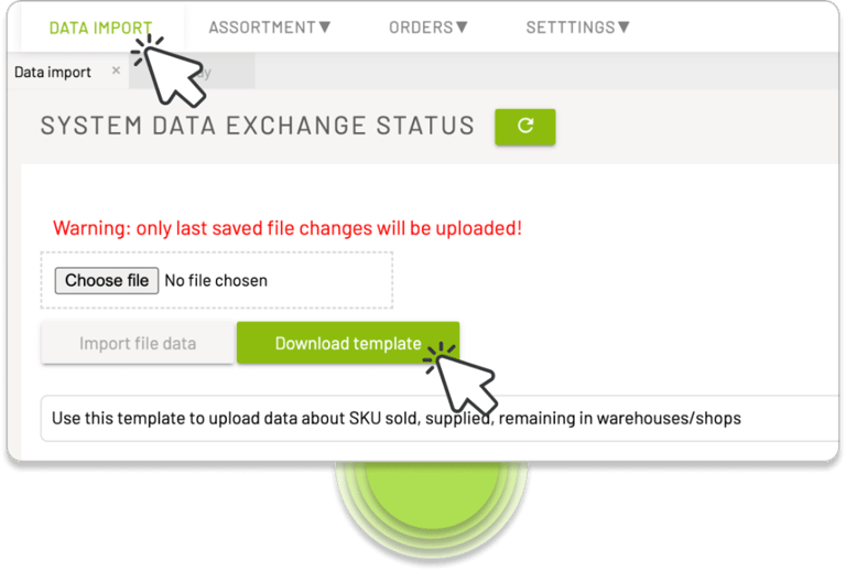 FluentStock - manual data import xls window. Inventory management tool