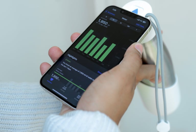 smart water bottle, liquisip bottle with smartphone connectivity, white bottle Steel bottle