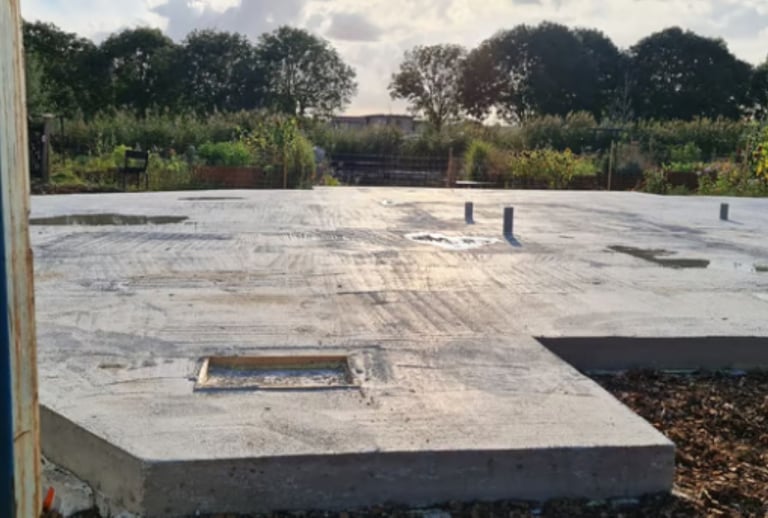 Execução da fundação da residência em obra na Holanda