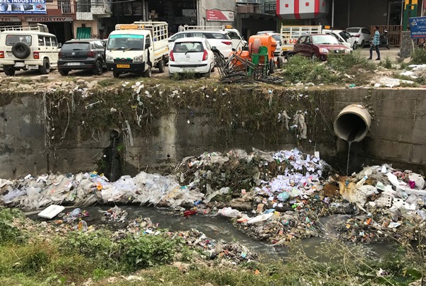 Rubbish in a waterway.