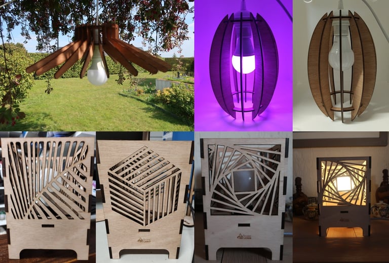 Lampes gravées et découpées au laser