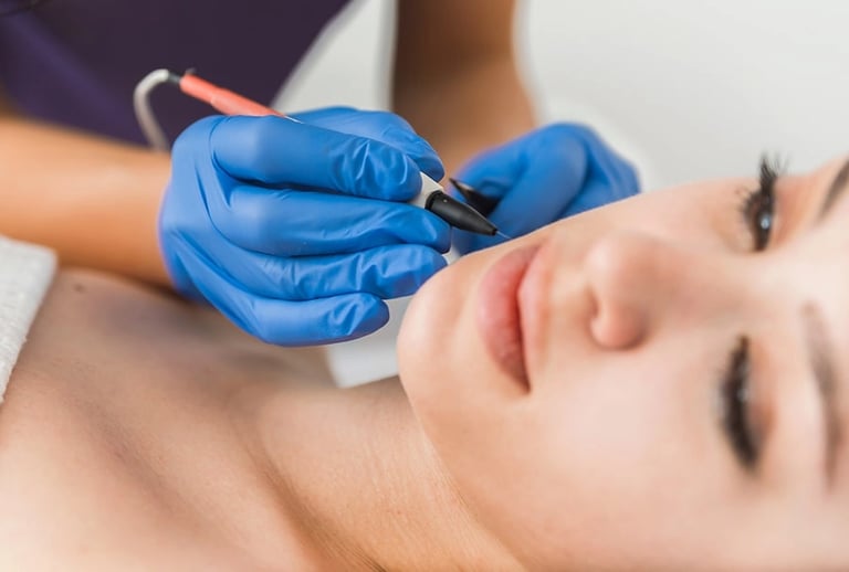 a woman getting electrolysis on her face for permanent hair removal