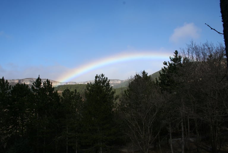 A rainbow over St Etienne de Gourgas