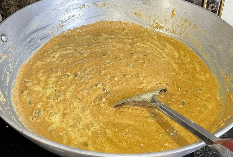 Addition of seeds to the mixture – notice the bubbles getting formed