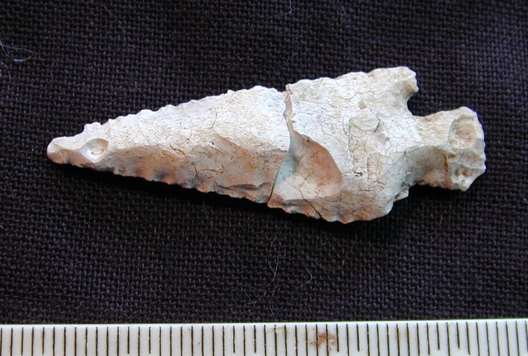 Calcined arrowhead from a cremation burial, Crieff, Scotland