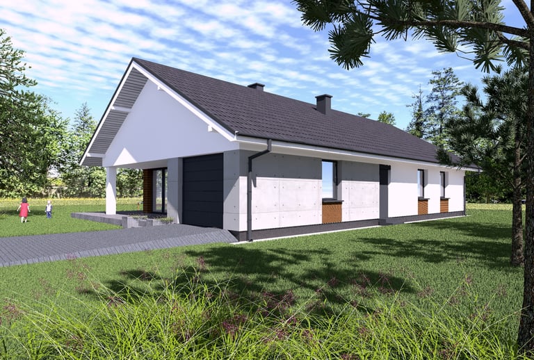 Dom parterowy z wjazdem od południa- Rogowo