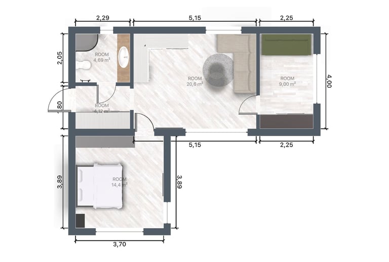 Modulinis namas 55m2 gyvenamo ploto