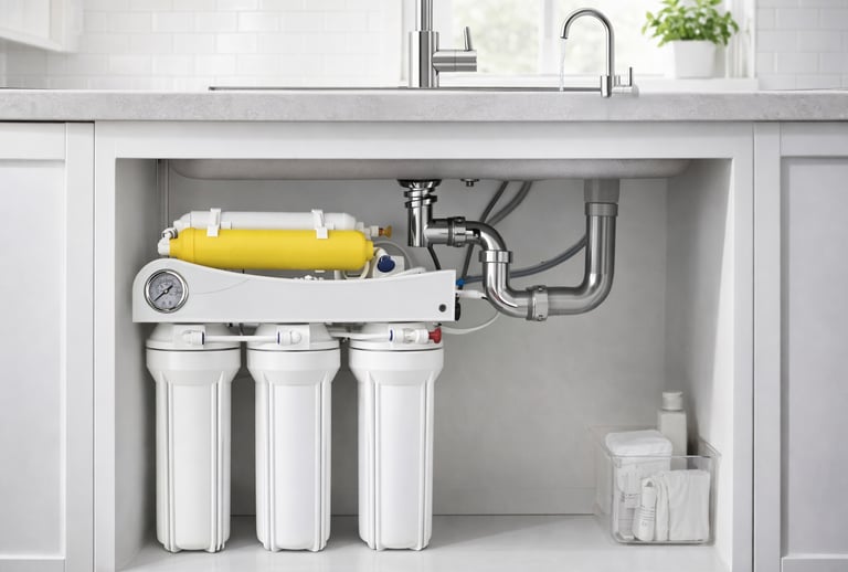 Under-sink water filtering system