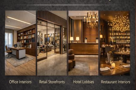 a hotel lobby with a large chandelier and a chandelier