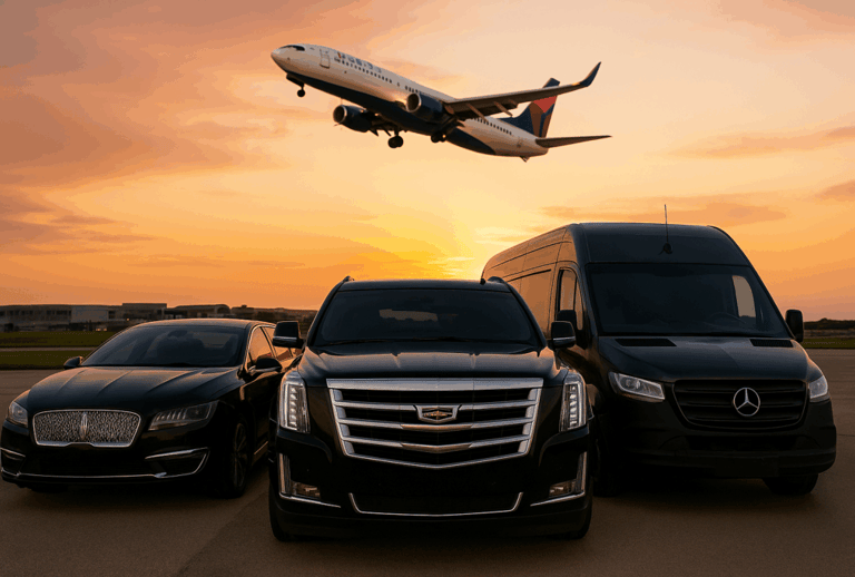Luxury airport  Cadillac SUV and Mercedes van private jet yyz airport transfer luxury vehicle night