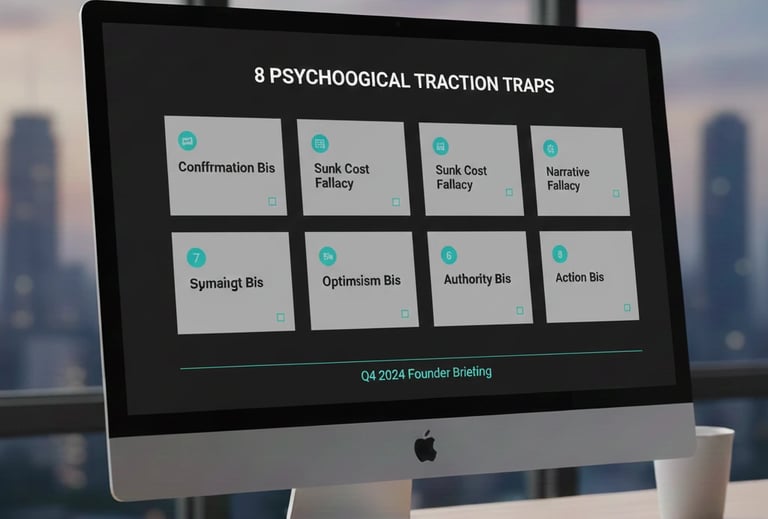 Diagram highlighting common psychological mistakes founders make when presenting traction.