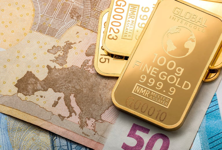 gold layed out showing how a gold ira may protect against inflation