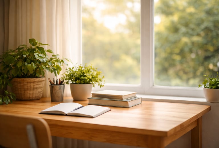 cozy workspace with natural light