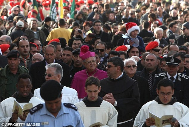 Pilgrims at Christmas in Bethlehem