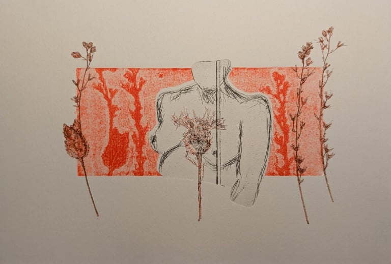 Euphrosyne Trois grâces nue gravure Tetrapak monotype