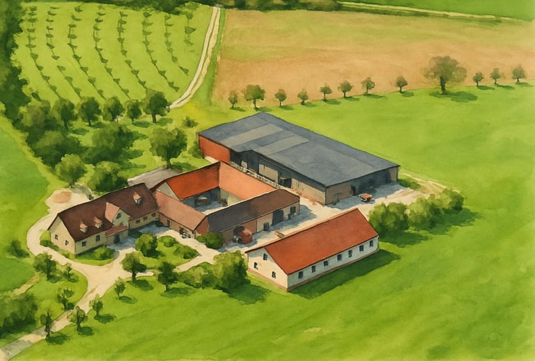 Luftbildaufnahme vom Bauernhof der Familie Harm in 3200 Obergrafendorf