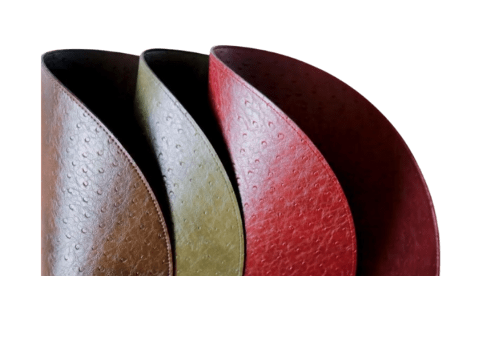 Individuales de mesa en cuero con textura de avestruz – diseños temáticos de limón y arte clásico