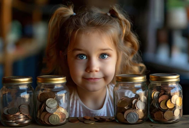 imagem de uma crianças juntando dinheiro no seu cofrinho