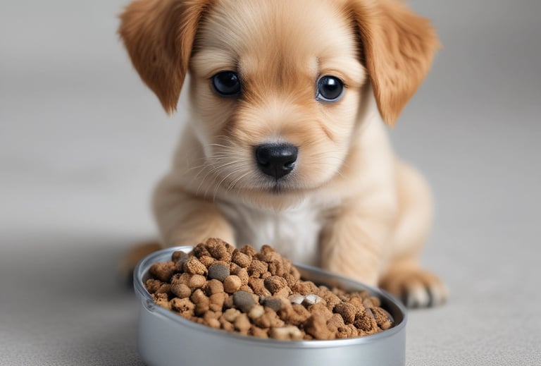 A happy dog and cat playing together in a garden.
