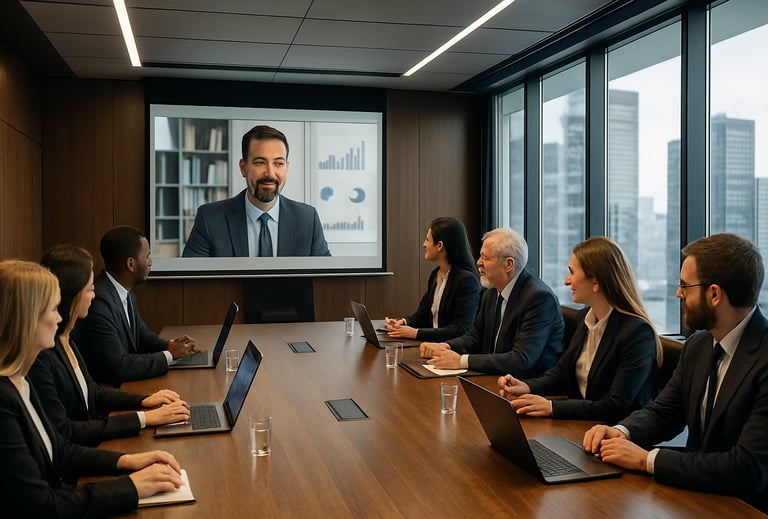 Board room zoom meeting