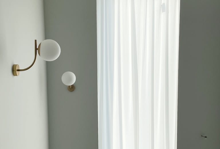 white curtains