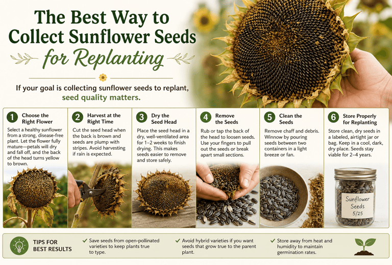 collecting sunflower seeds to replant