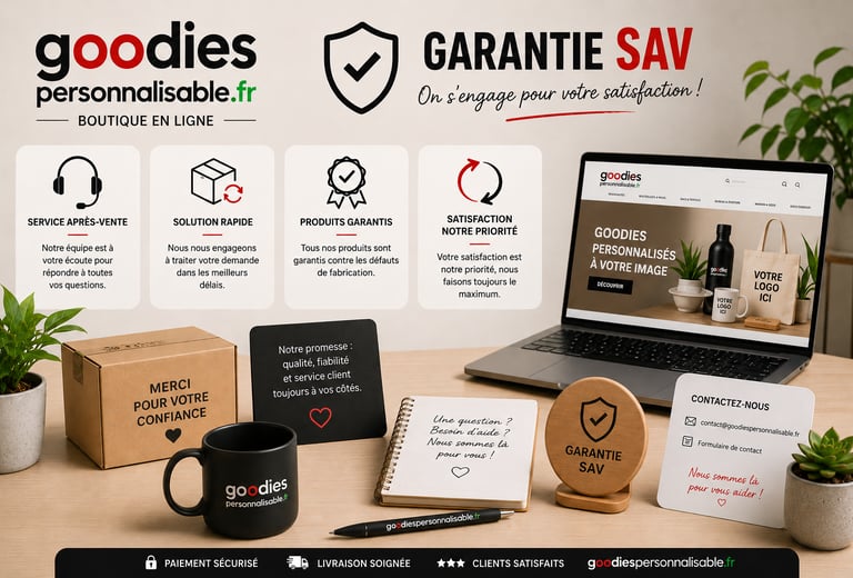 Garantie SAV retour échange goodiespersonnalisables.fr Amboise Tours Paris France