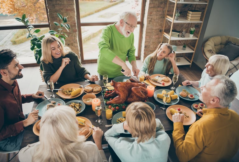 Family gathered for Thanksgiving dinner