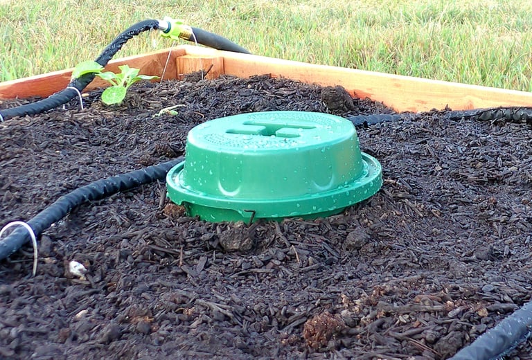 An in ground or in garden worm composting bin