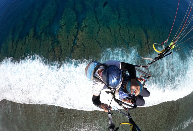 parapente, lagon