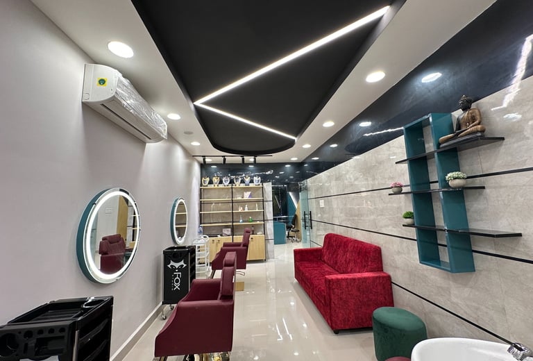 a room with a couch and a sink
